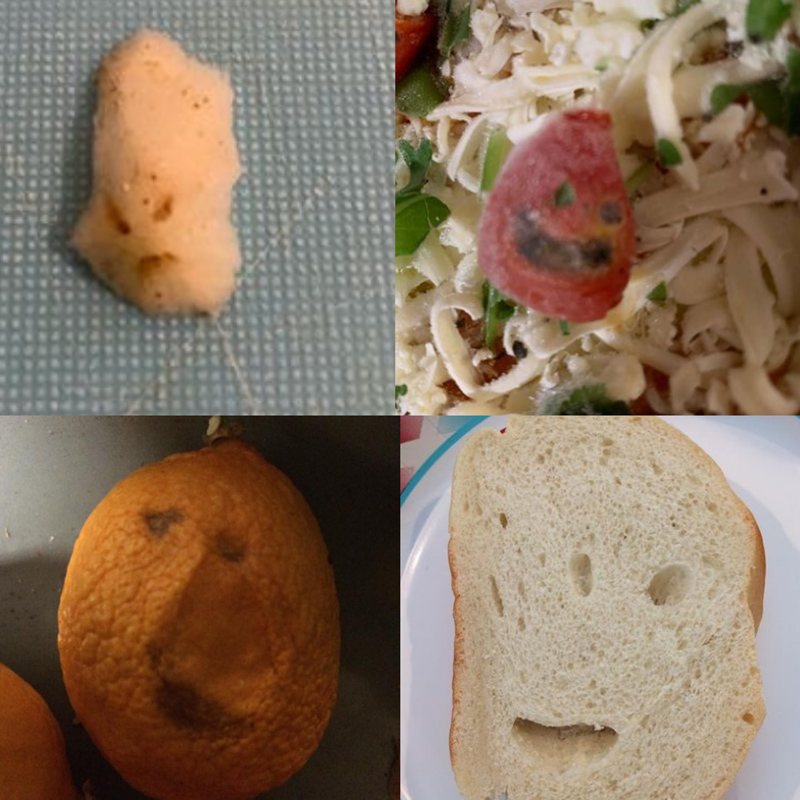 Hidden Talents - Collage of Pictures of Potato, Bell Pepper, Orange, and Slice of Bread with Faces