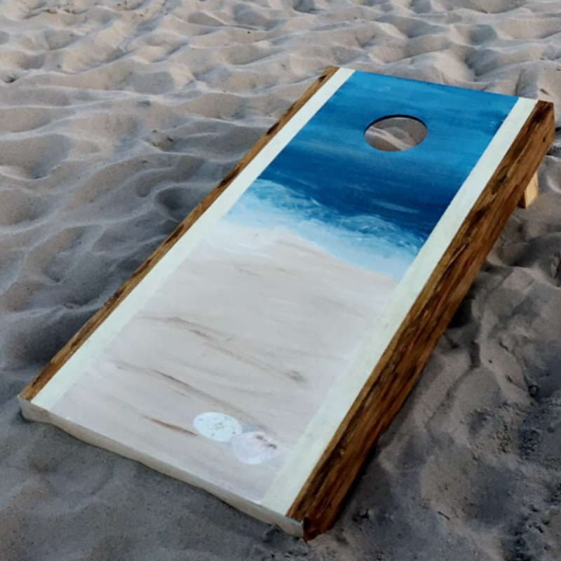 Hidden Talents - Cornhole Board With Beach Theme on Sand