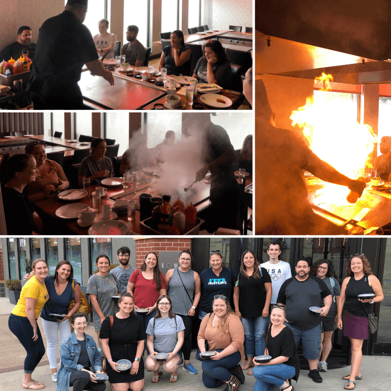Lehigh County Humane Society - Collage of Group Pictures at Hibachi Restaurant