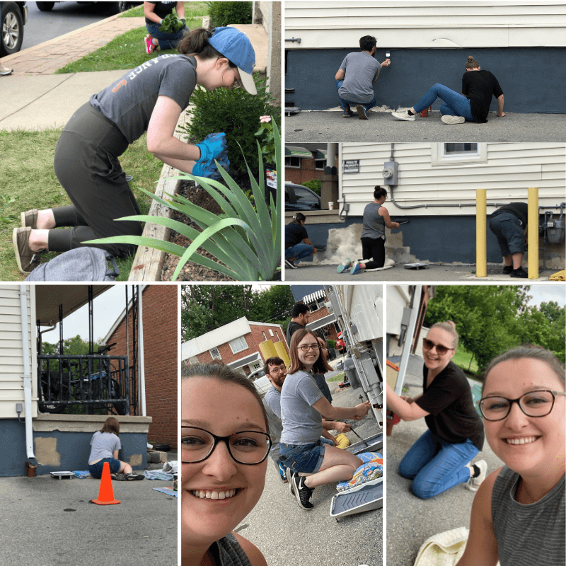 Lehigh County Humane Society - Collage of Team Members Painting a Building and Gardening