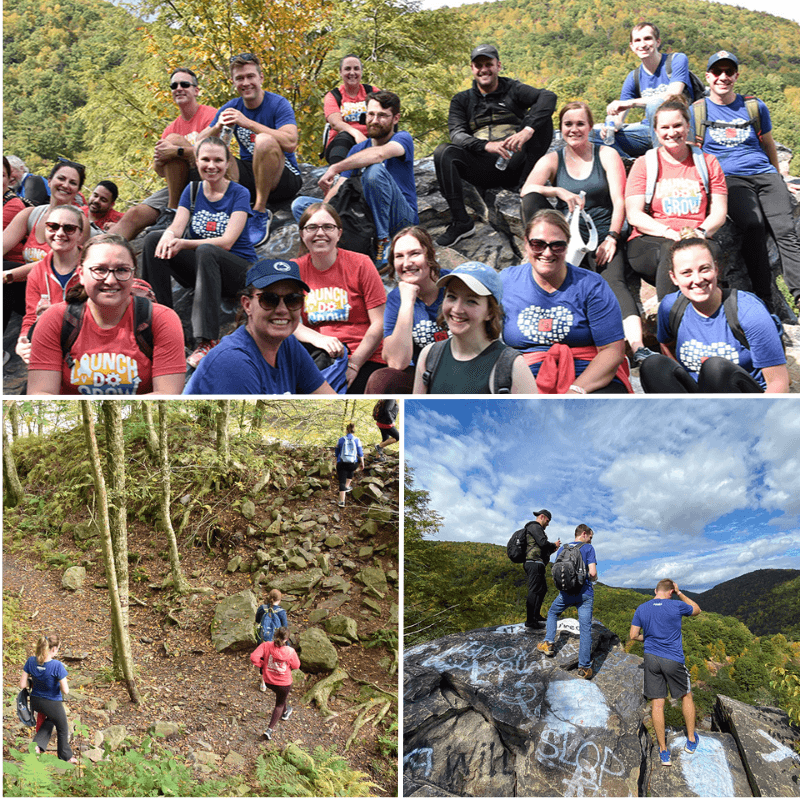 Collage of 3 Photos of Team Hiking